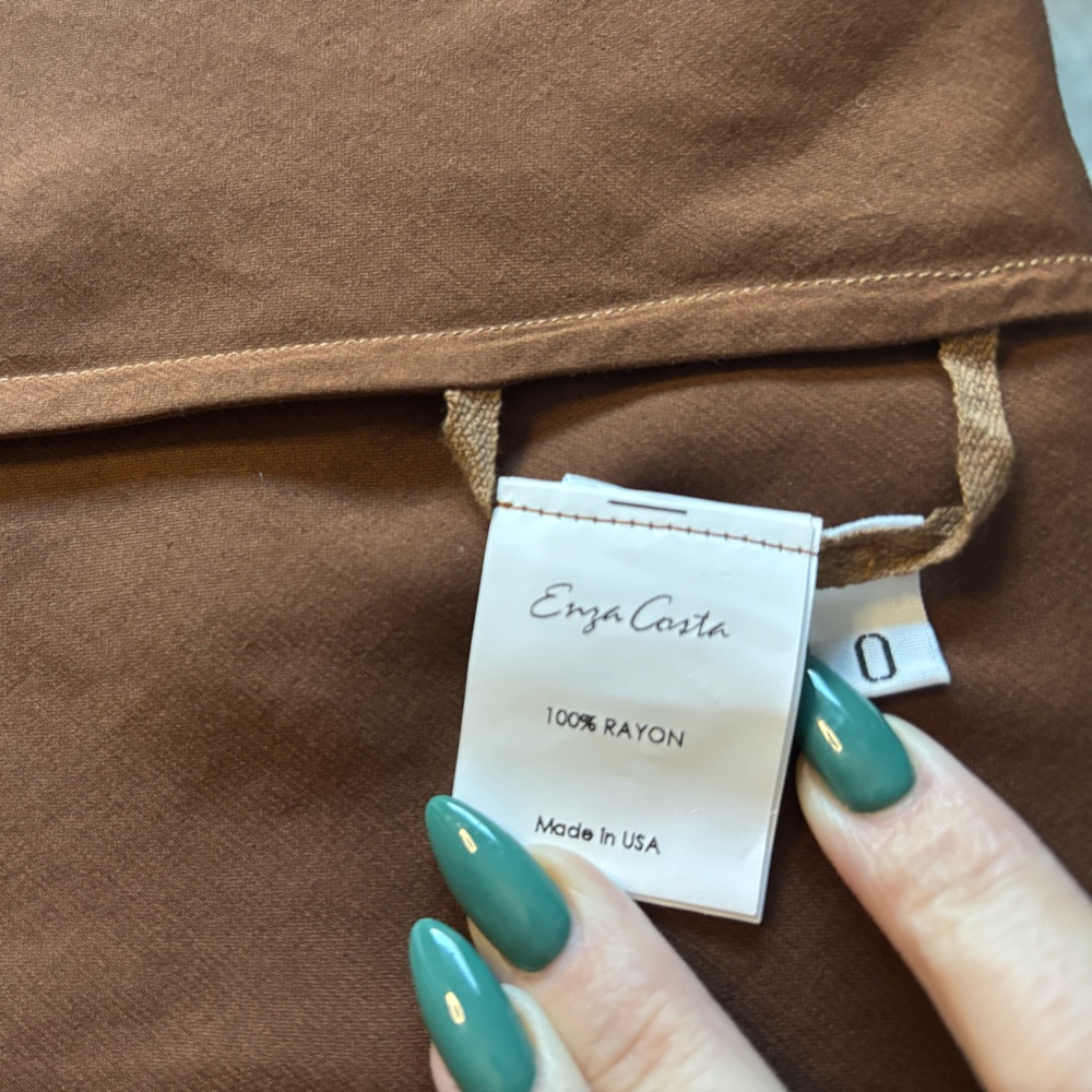 Enza Costa Satin Wrap Skirt In Saddle Brown Size 0/Xs - Picture 10 of 16
